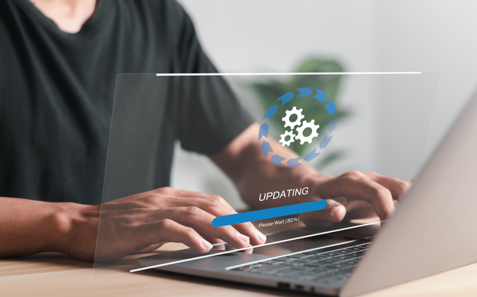 Businessman working and Installing update process. Software update or operating system upgrade to keep the device up to date with added functionality in new version and improve security. Businessman working and Installing update process. Software update or operating system upgrade to keep the device up to date with added functionality in new version and improve security.