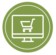 Icon of shopping trolley on computer screen