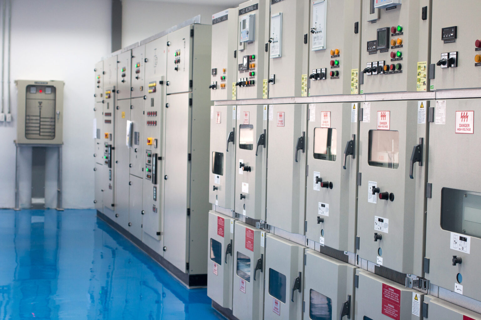 Electrical control cabinet. Electrical power. Motor control. Temperature control.