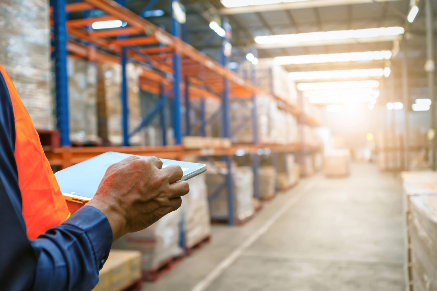 The  man holding tablet to checking the stock products,Employee